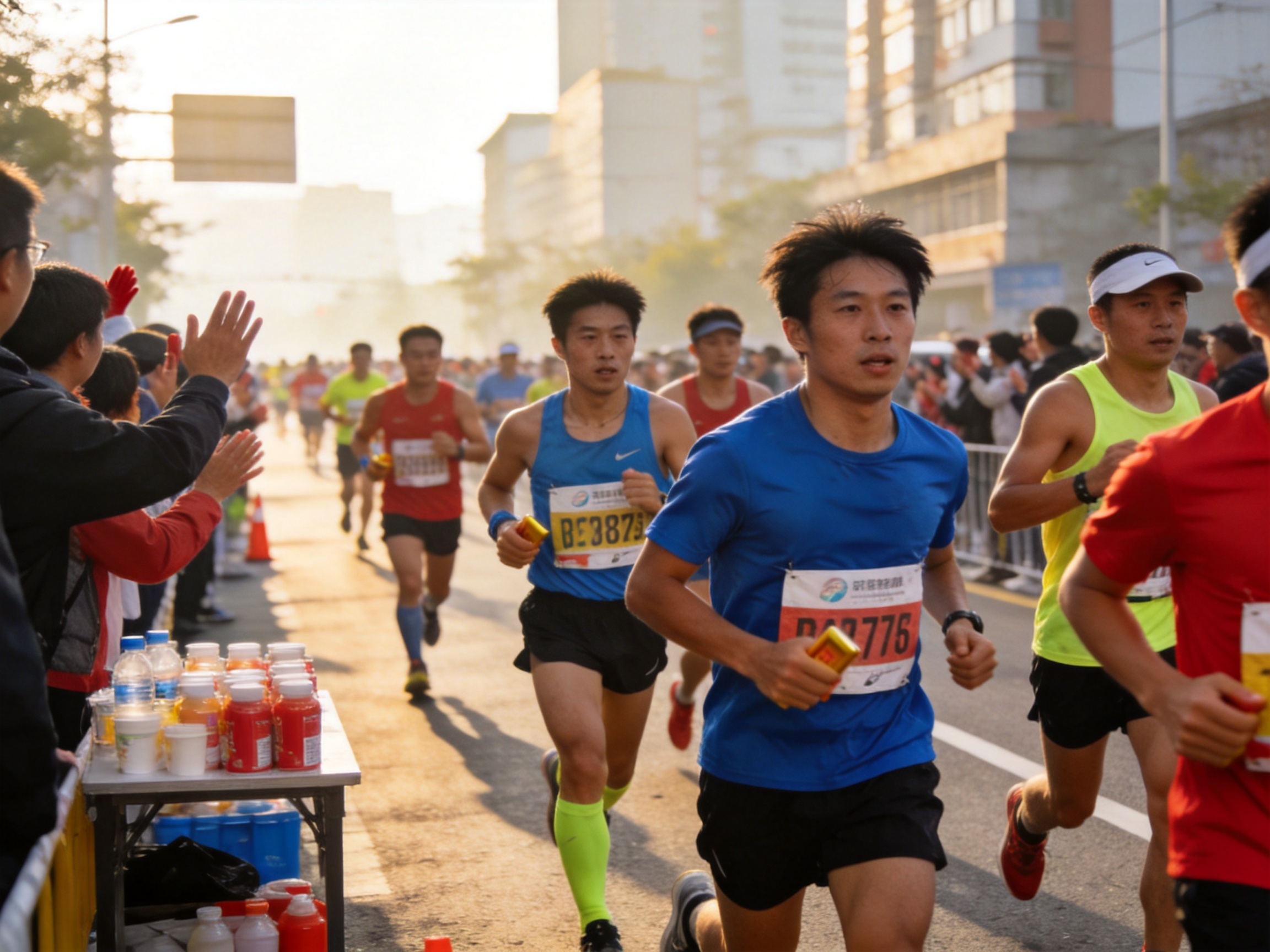 全民健身活动报道，大众参与马拉松跑步场景