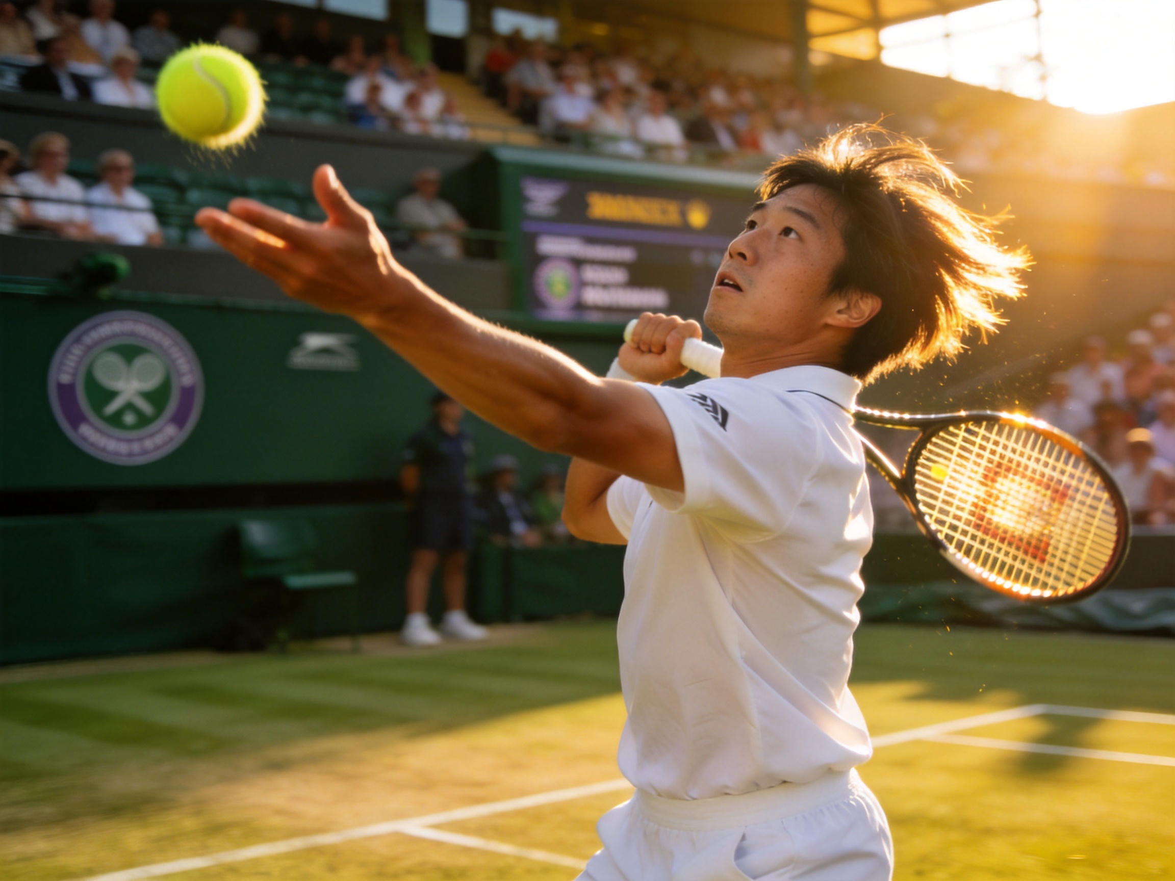 网球大满贯赛场发球瞬间
